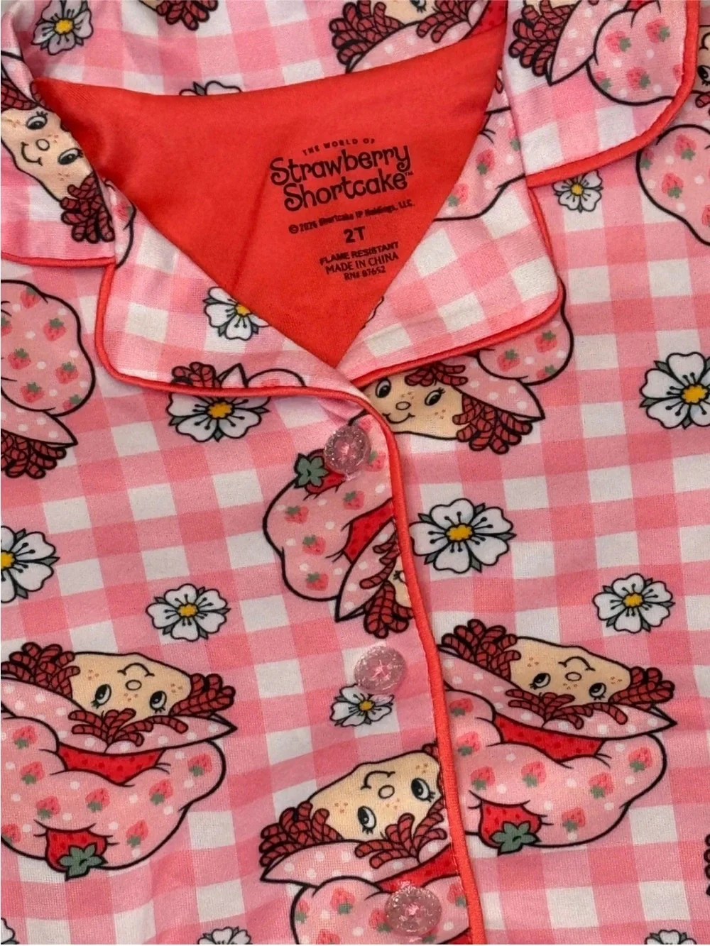 Strawberry Shortcake Pink Check Pajama Shorts Set